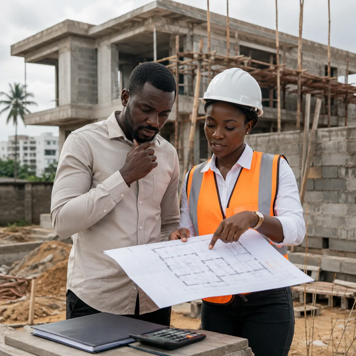 Entreprise de construction à Abidjan accompagnant un client dans son projet de maison